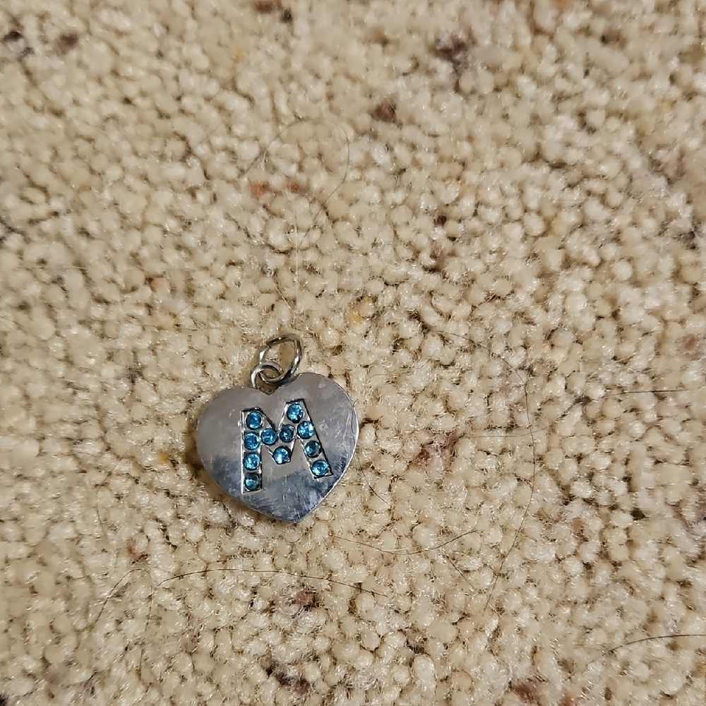 Heart Pendant with Blue Rhinestones